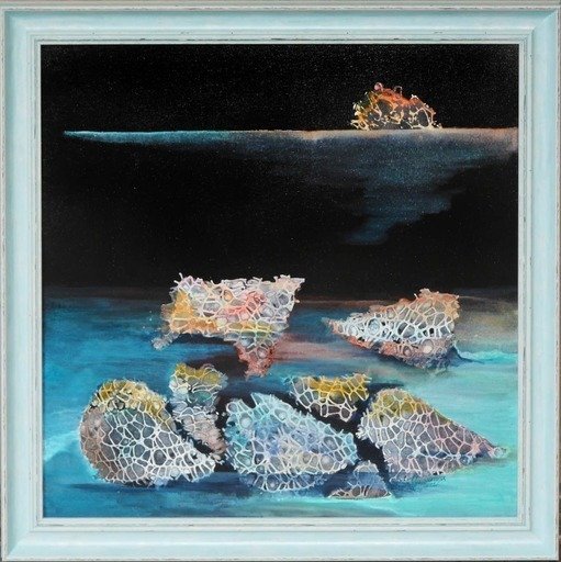 tsarimira a painting on a colorful base made from an imprint of a